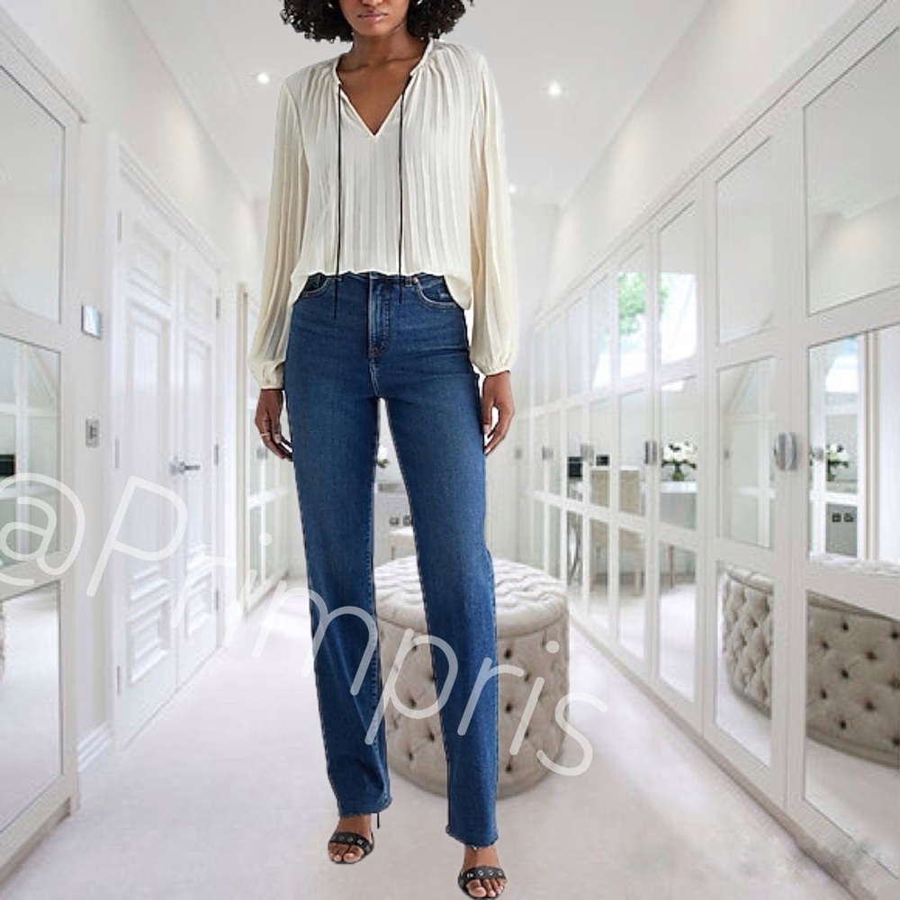 Pleated Balloon Sleeve Top NWT